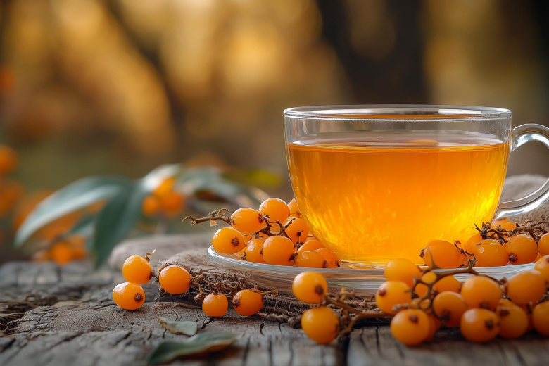 Чёрный чай с облепихой